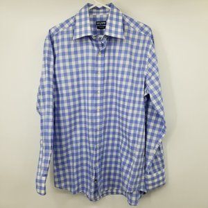 Cafe‎ Coton Exclusive Blue and White Plaid Button Down Dress Shirt 43 / 17